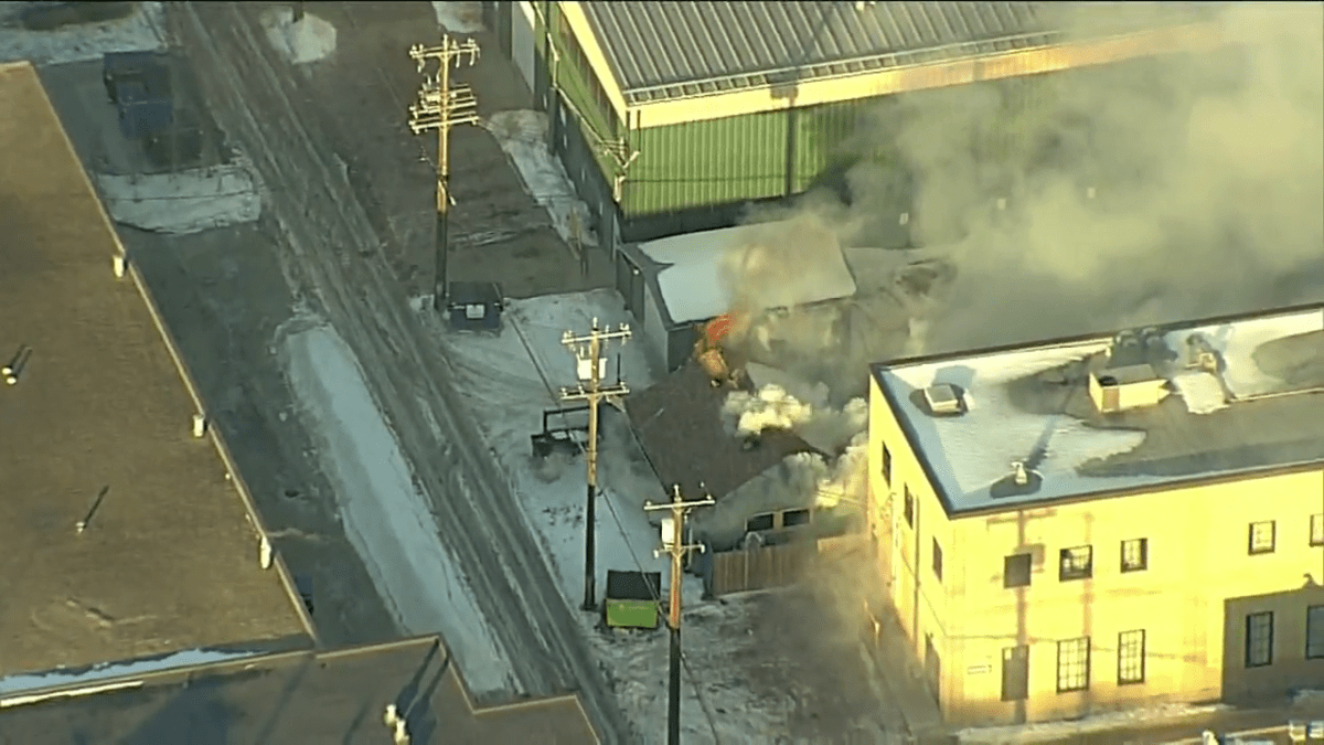 A building in a commercial area of Ritchie caught fire Saturday, Feb. 11, 2023. 