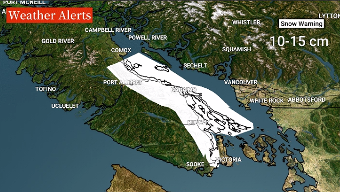 Weather alerts in effect for east Vancouver Island Monday and into Tuesday.