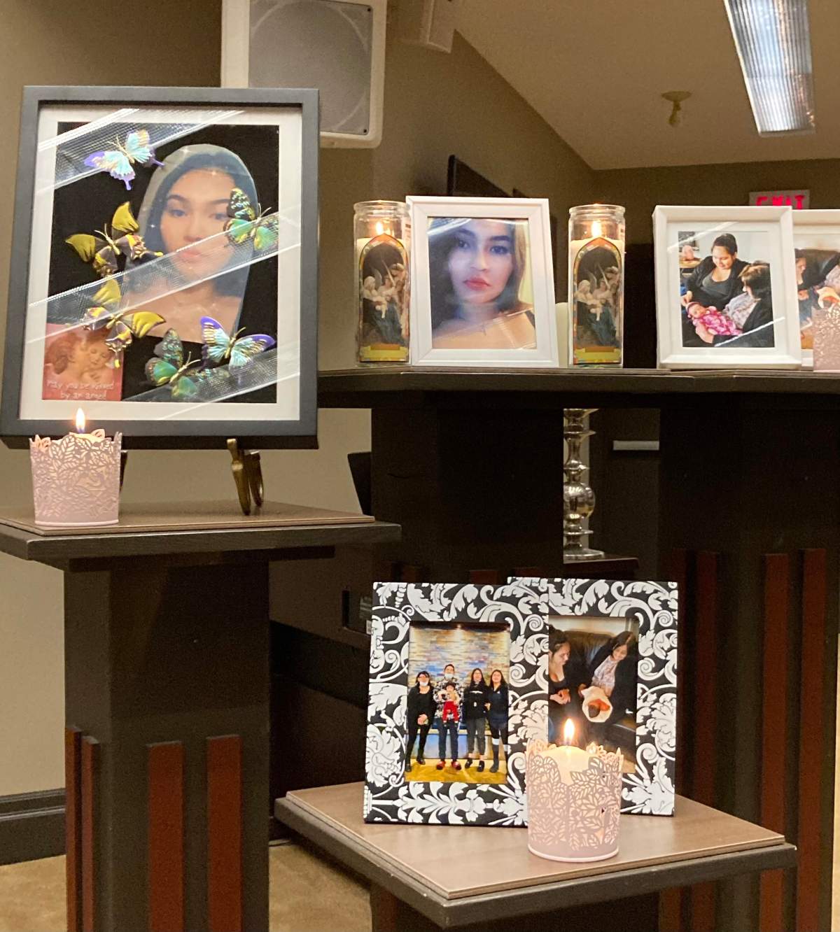 A memorial tribute to Angel Cardinal who was killed in a hit and run on a highway near Edmonton.