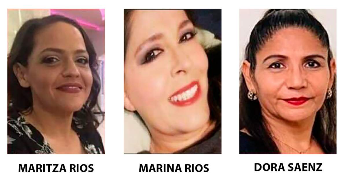 In these undated photos provided by the Penitas Police Department, from left are sisters Maritza Rios, 47, and Marina Rios, 48, and their friend, Dora Saenz, 53. On Friday, March 10, 2023, authorities said the three women haven’t been heard from since traveling from Texas into Mexico on Feb. 24 to sell clothes at a flea market. (Courtesy of Penitas Police Department via AP)