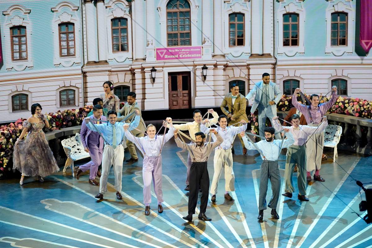 A performance of the song "Naatu Naatu" from "RRR" at the Oscars on Sunday, March 12, 2023, at the Dolby Theatre in Los Angeles.