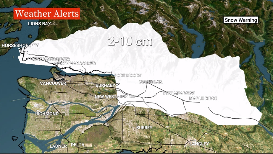 Fresh snowfall warnings issued for parts of Metro Vancouver, Coquihalla - image