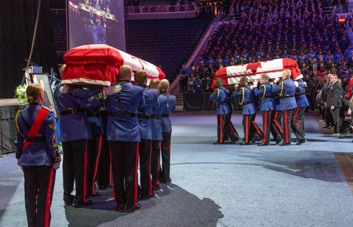 Regimental funeral for Edmonton police Const. Brett Ryan and Const. Travis Jordan on Monday, March 27, 2023.