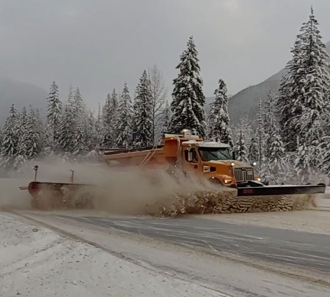 A photo of Darth Blader in action along the Trans-Canada Highway near Revelstoke, B.C.