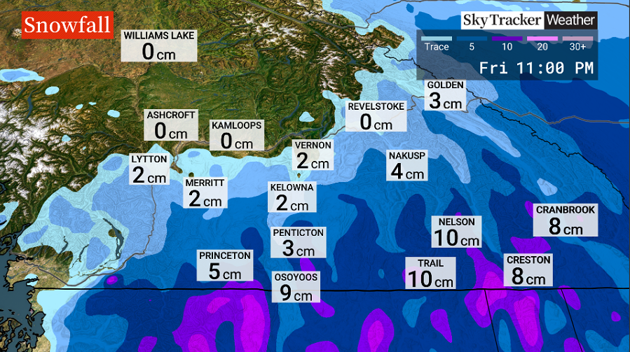 Possible snowfall by Friday afternoon.