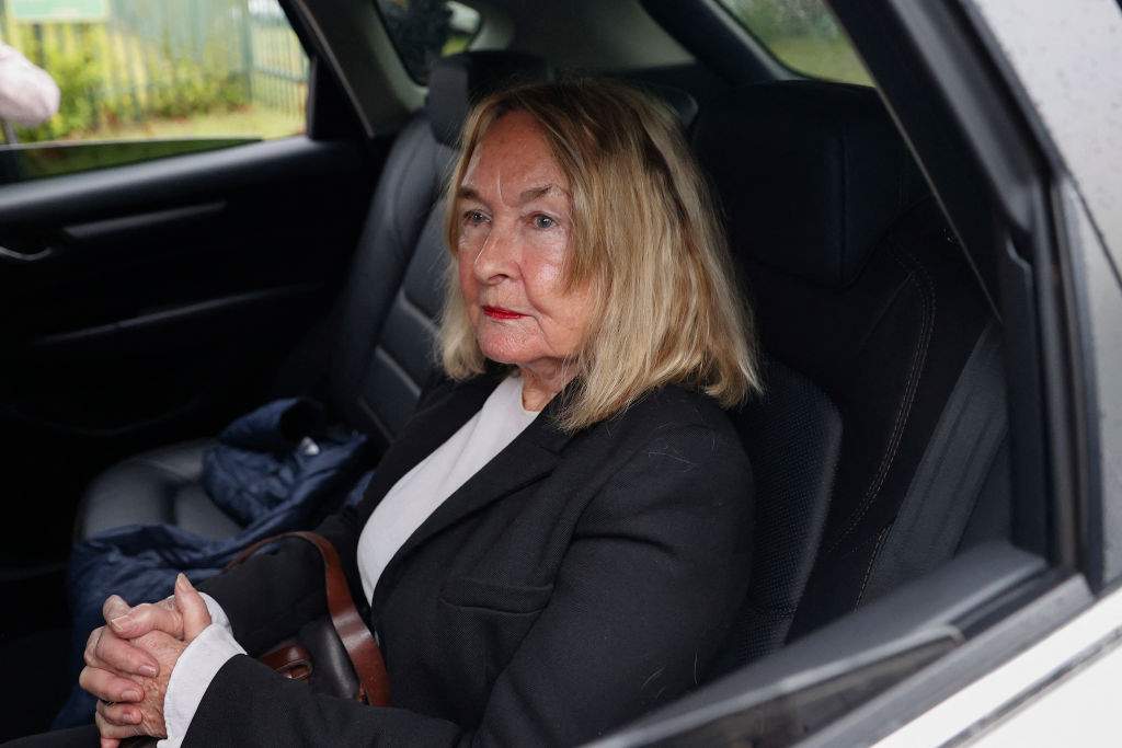 The mother of Reeva Steenkamp, June Steenkamp arrives at the Atteridgeville Correctional Centre in Pretoria on March 31, 2023