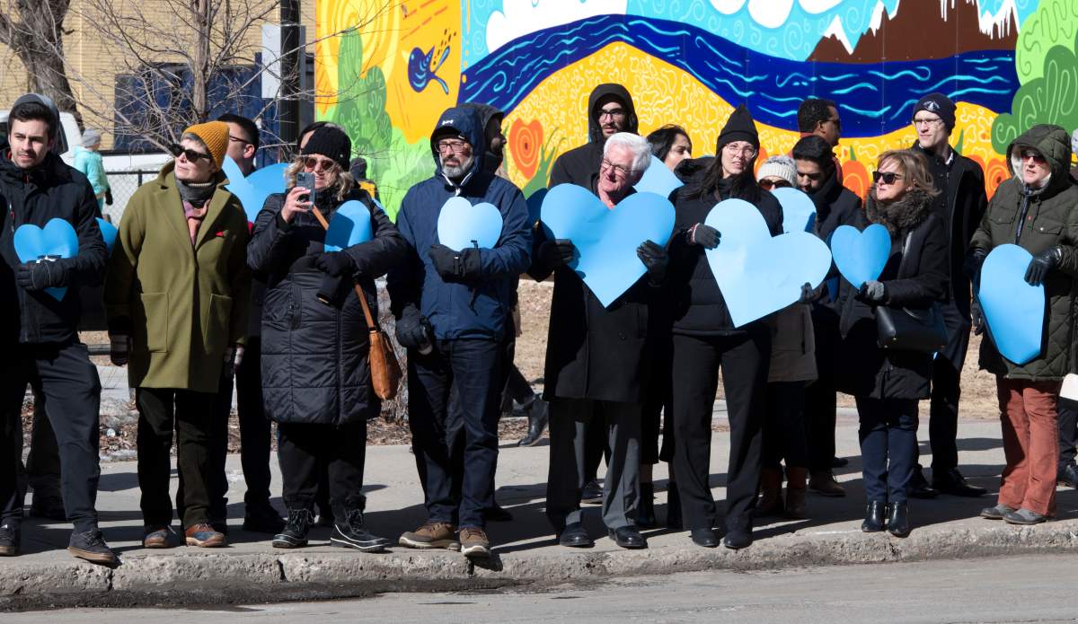 Edmontonians lined the procession route of the Regimental Funeral procession for EPS Constables Travis Jordan and Brett Ryan Monday, March 27, 2023, to pay their respects.