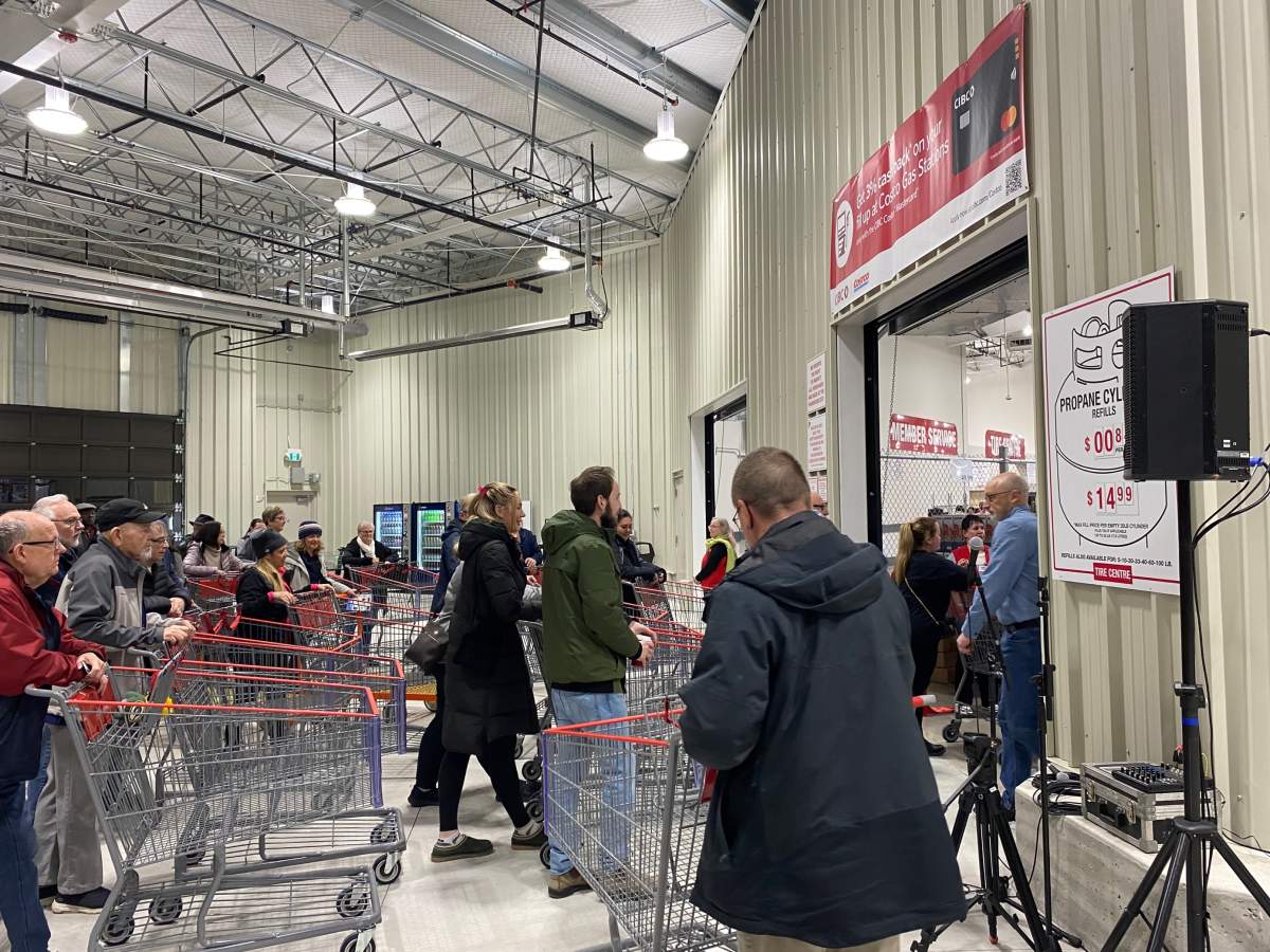 Costco members file into the company’s new south London location, just moments after the grand opening on Wednesday morning.