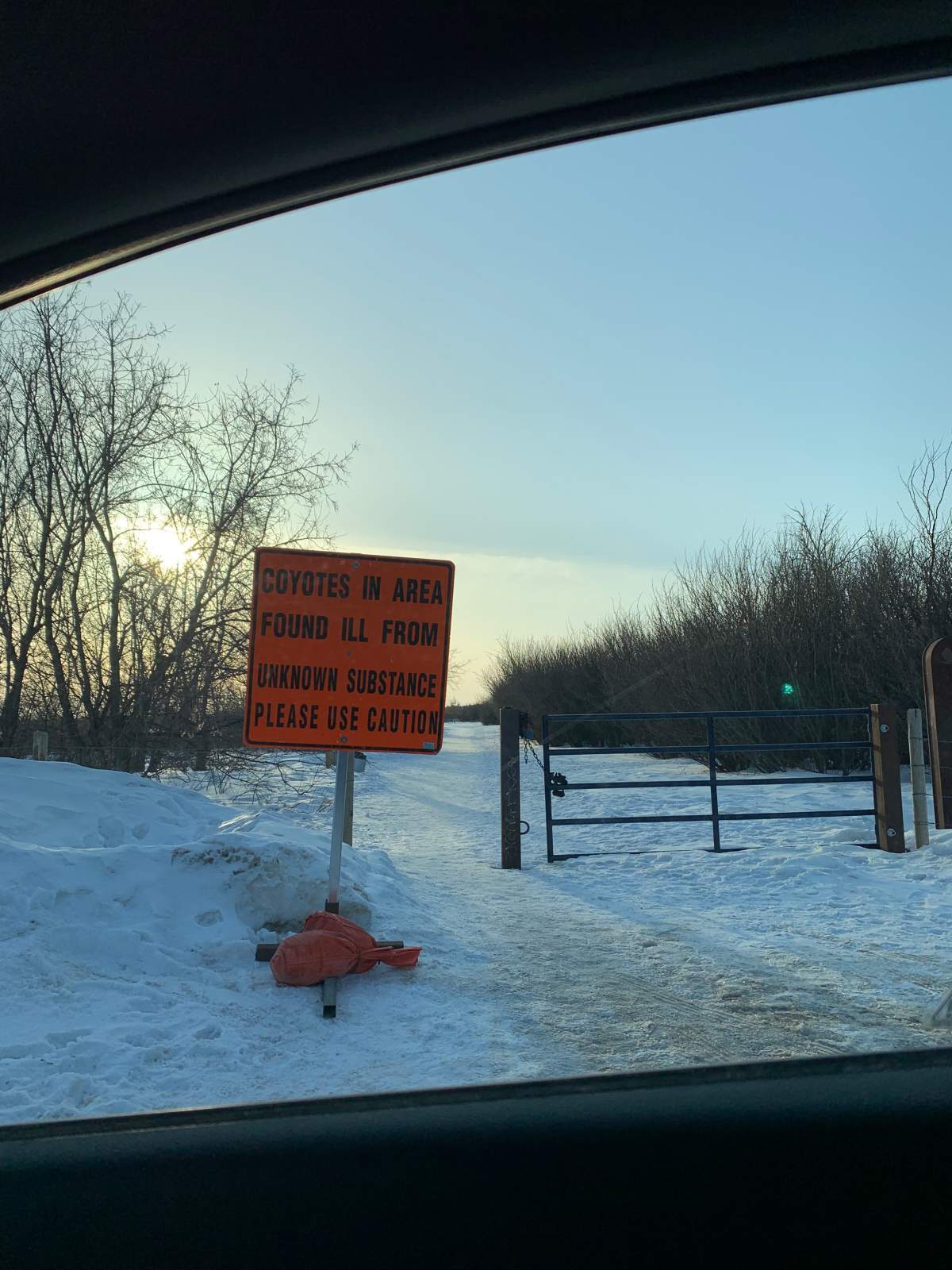 A sign found at the Northeast Swale near Fedoruk Drive and Central Avenue.