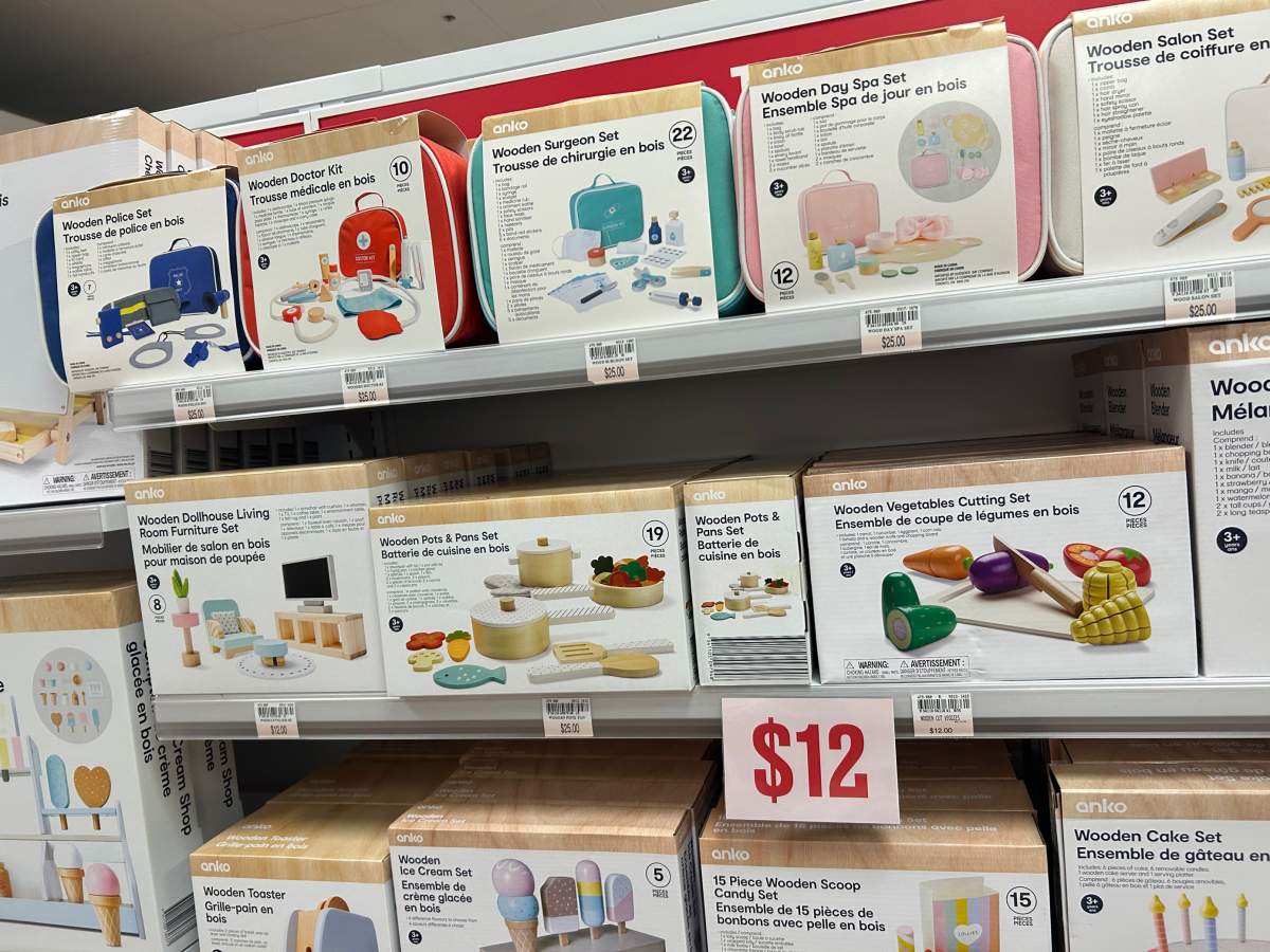 A large selection of wooden children's toys.