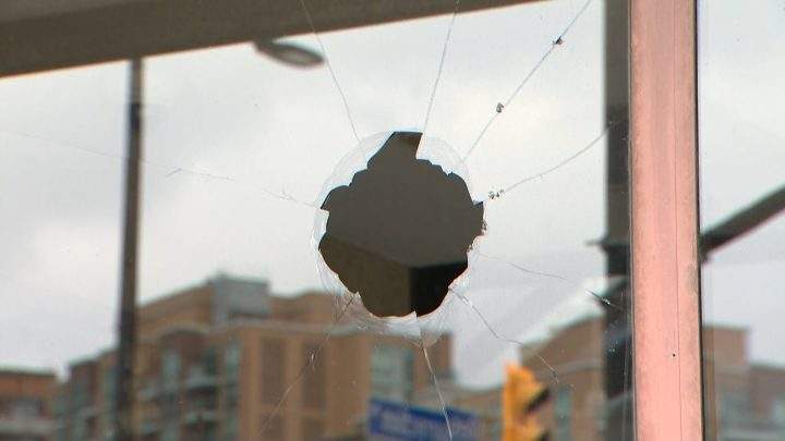Police say a man threw an object at the window.