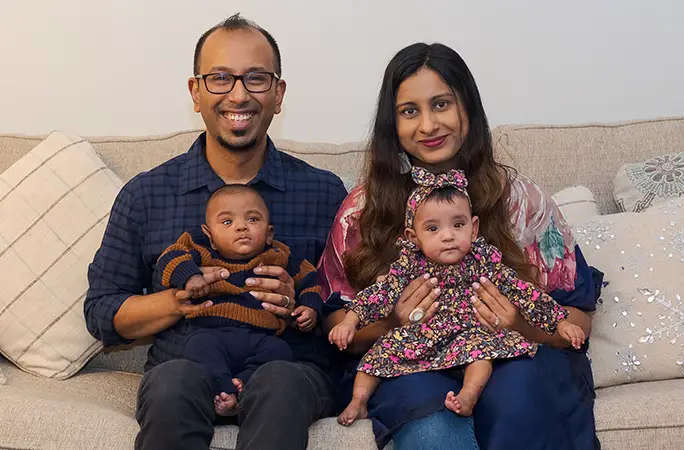Shakina Rajendram and Kevin Nadarajah with twins Adiah and Adrial Nadarajah.