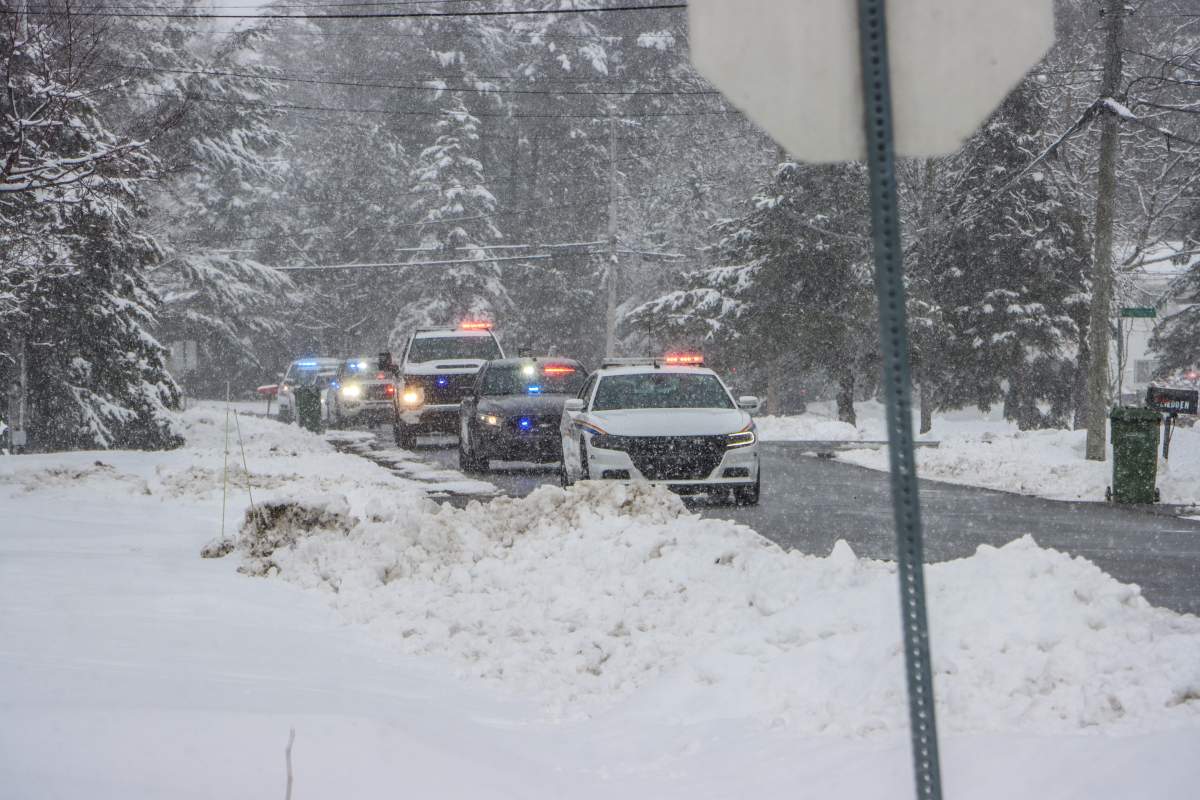 Members of the Kentville RCMP, Kentville Police Service and the Canadian Military Police paid their respects to fallen Edmonton Police Service Const. Travis Jordan by driving by his family home in the nearby community of Coldbrook, N.S.