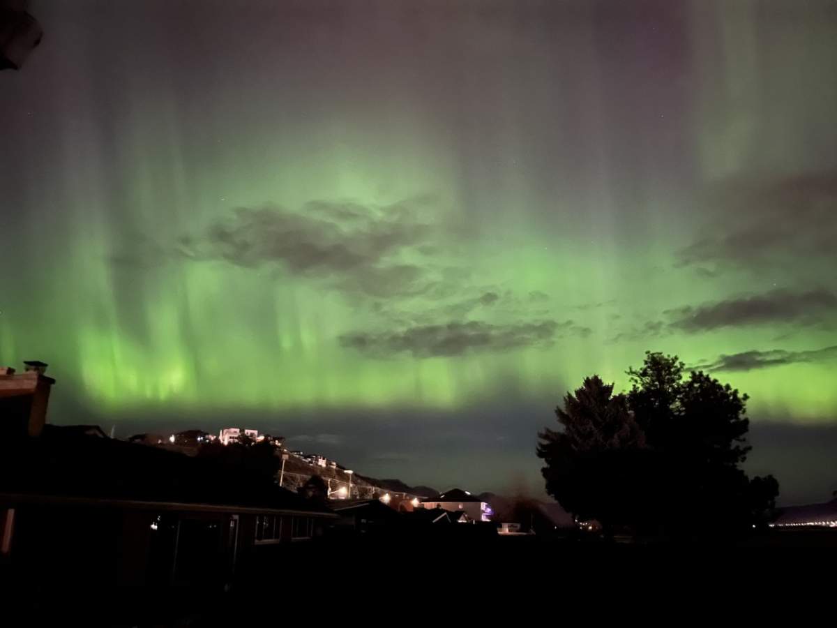 The northern lights seen from Westsyde in Kamloops.