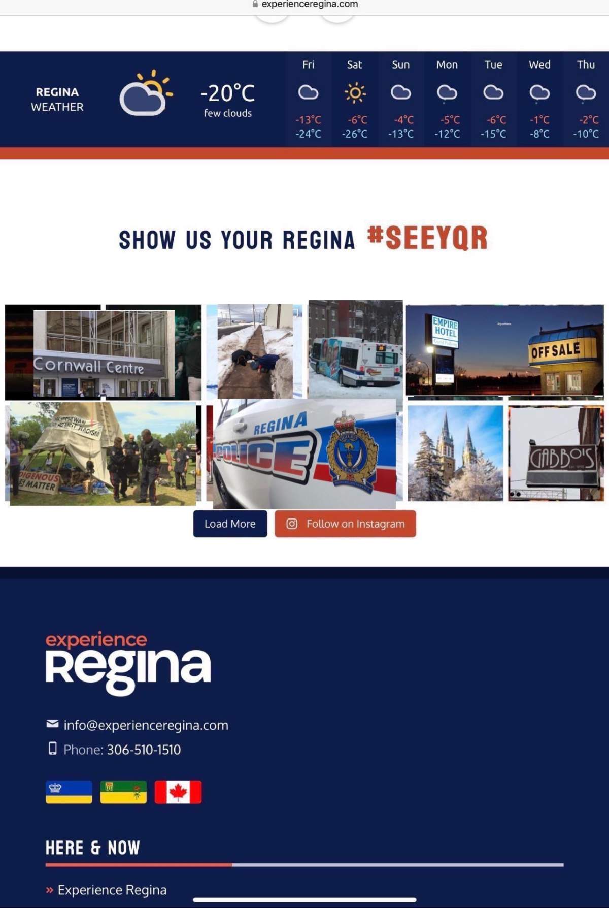 A screenshot of the Experience Regina website before they got rid of the slogans following the backlash.