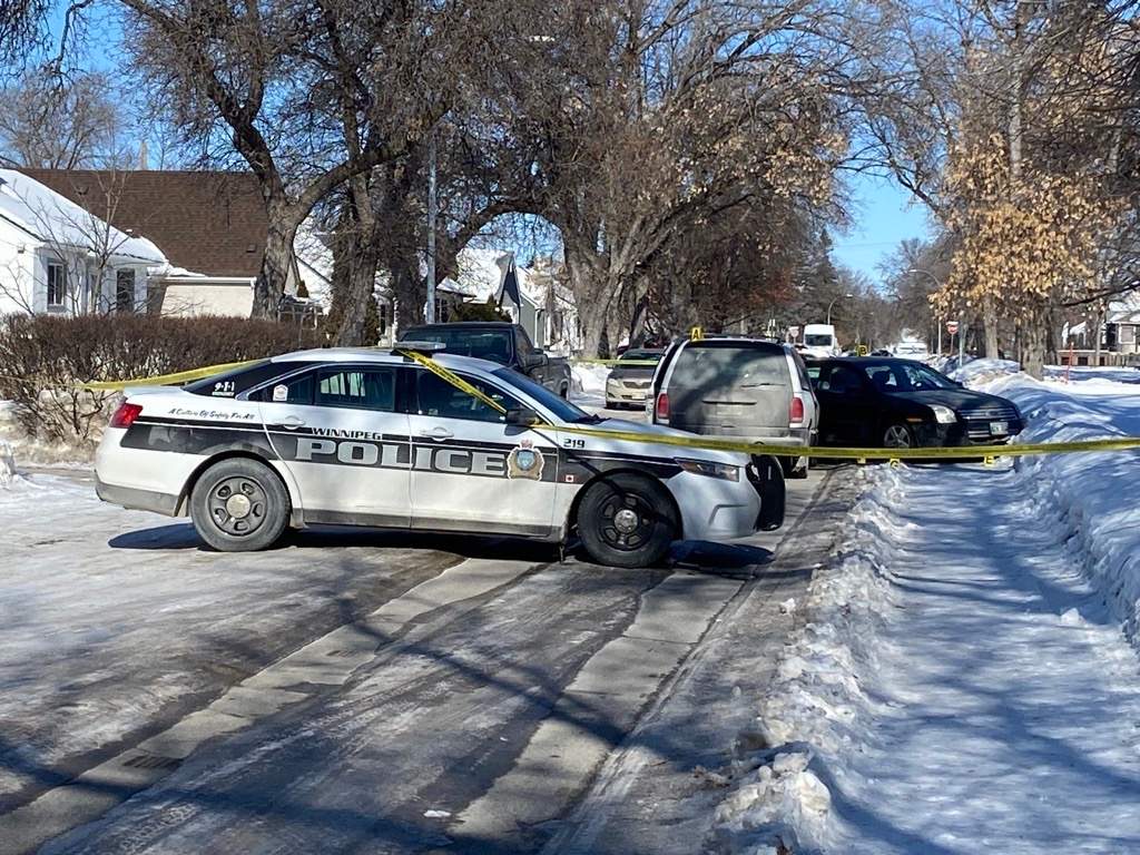 Police at a crash in the 300 block of Sackville Street Monday morning.