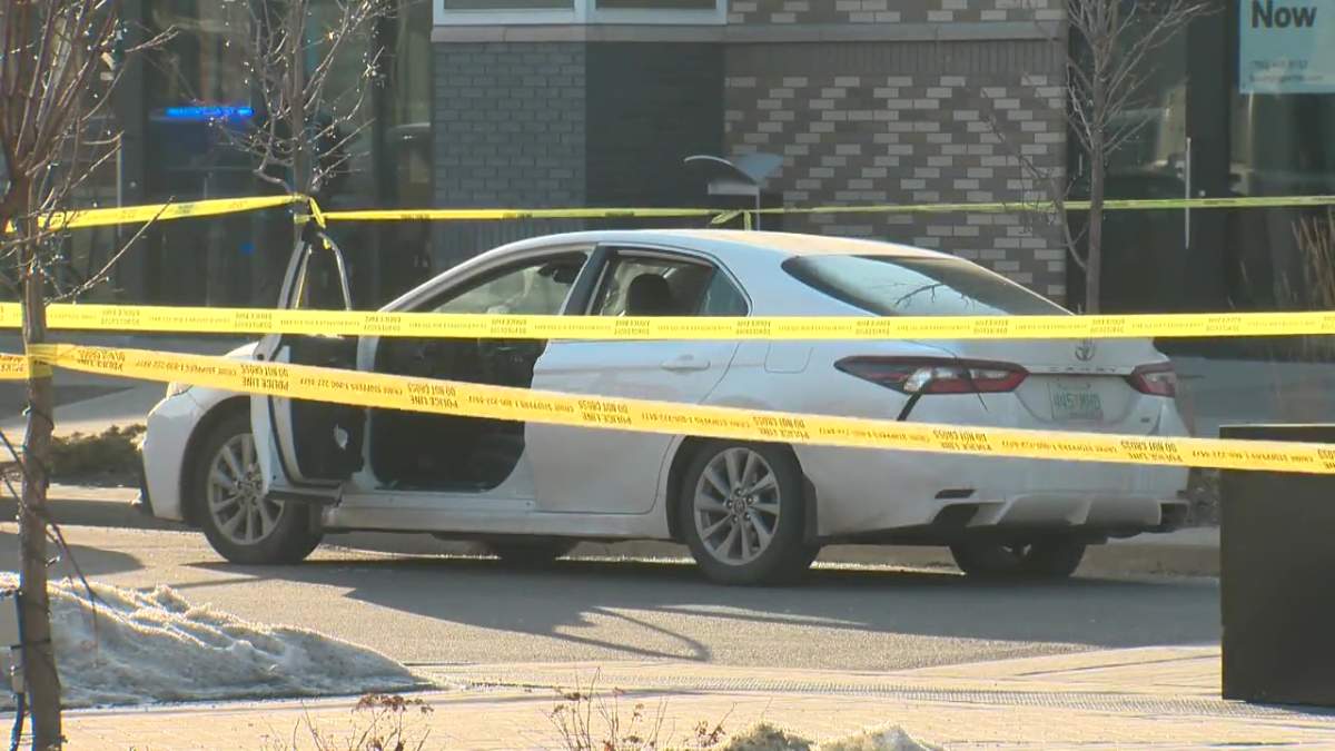 An Edmonton Police Service scene at Griesbach Village shopping complex on the northwest corner of 97 Street and 137 Avenue on Friday. March 31, 2023.