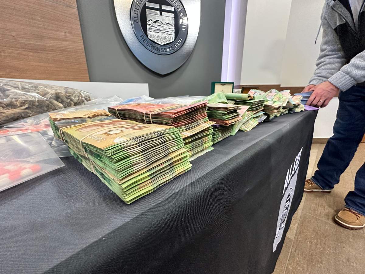 Cash seized as part of an investigation into Edmonton drug trafficking.