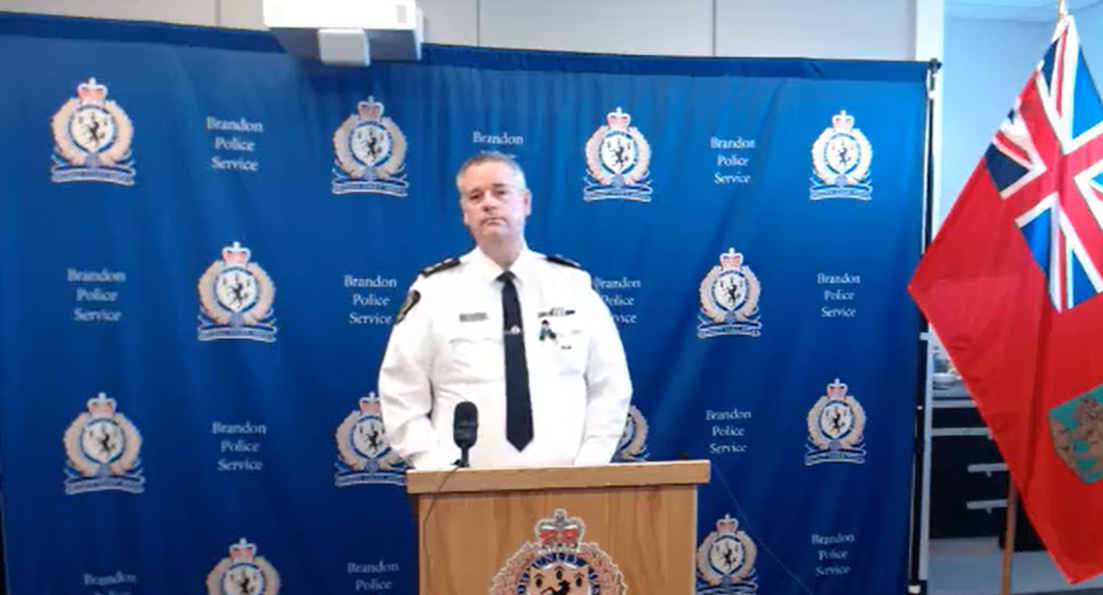 Brandon police Chief Wayne Balcaen speaks to media at a past press conference.