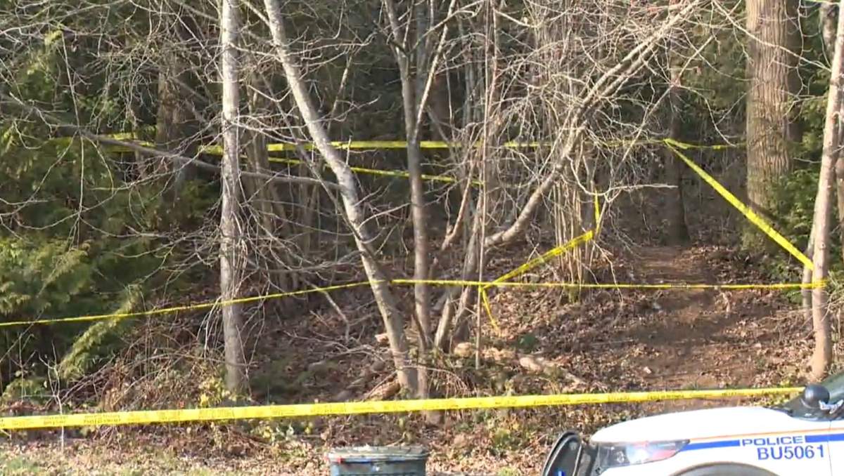 Police tape at the scene of a fatal structure fire in Burnaby on Thursday. 