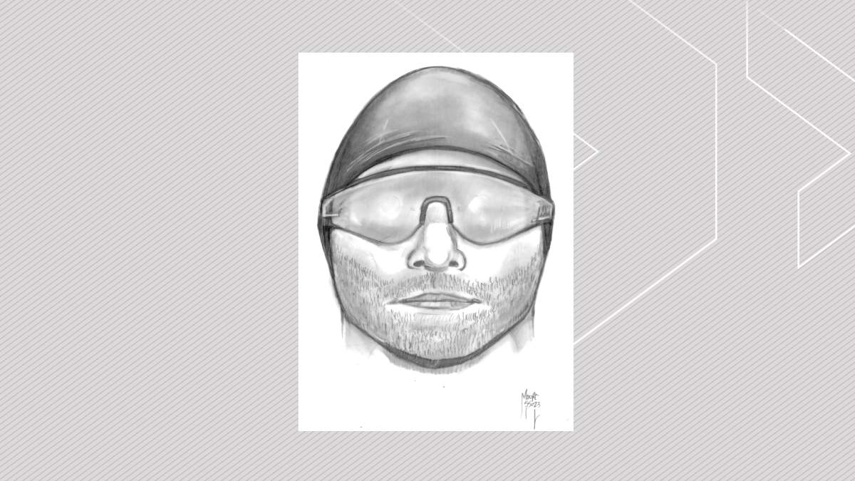 A composite sketch of a suspect RCMP believe involved in an alleged assault on a ski trail near Bragg Creek, Alta., on Feb. 25, 2023.