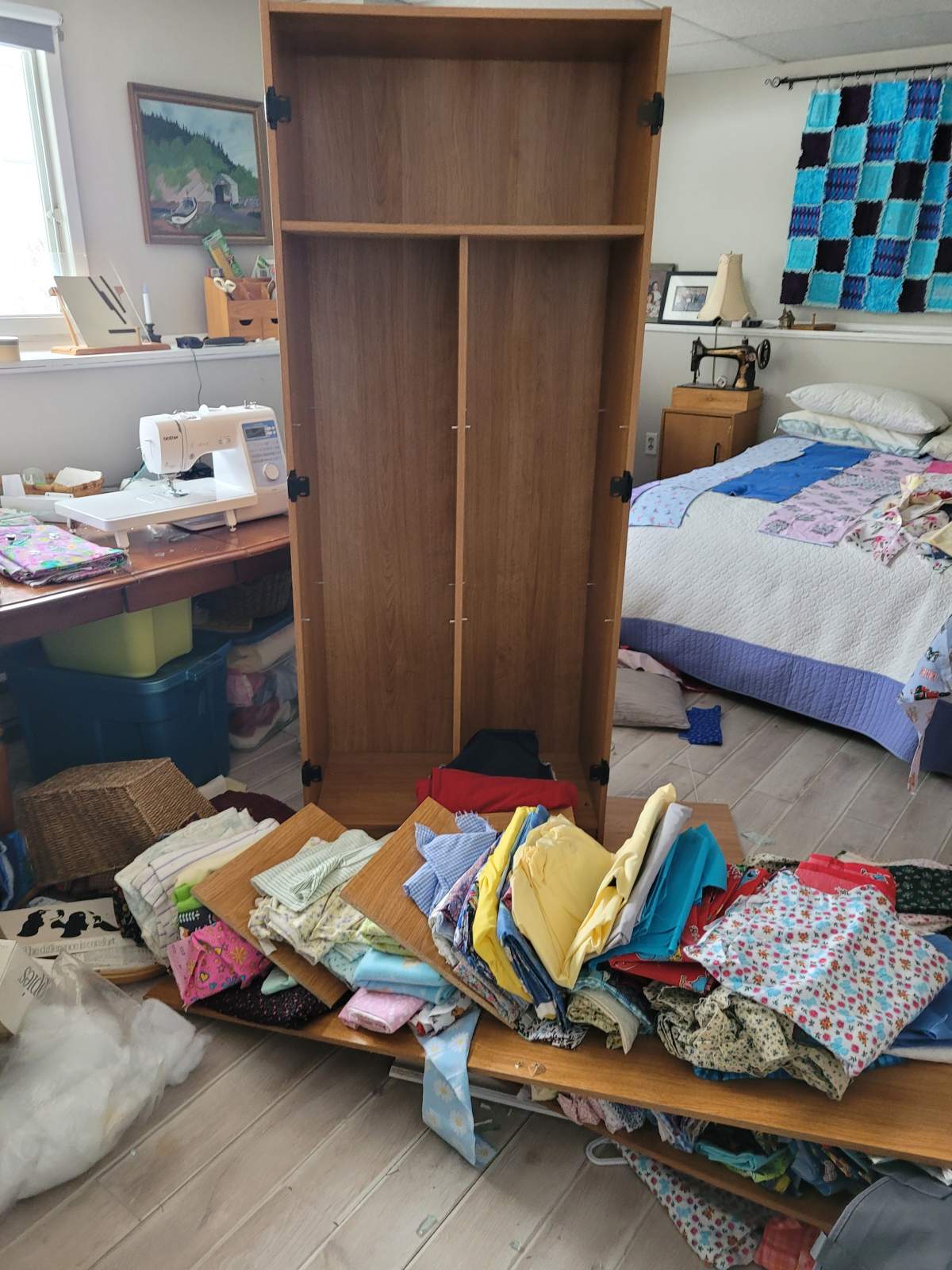 Katie O’Donnell’s sewing room took a lot of the damage.