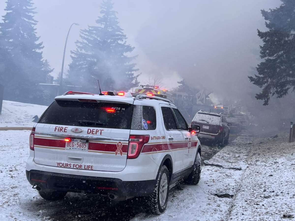 Calgary fire crews attend a house fire in Marlborough on March 27, 2023.