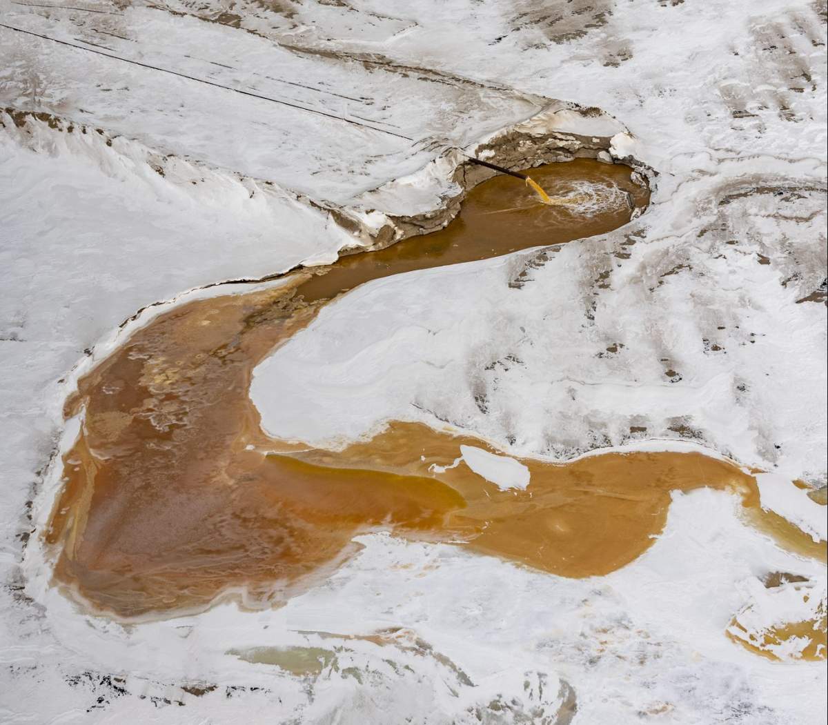 An undated photo of the site of an overland spill at Imperial Oil's Kearl Lake oilsands mine in northern Alberta.