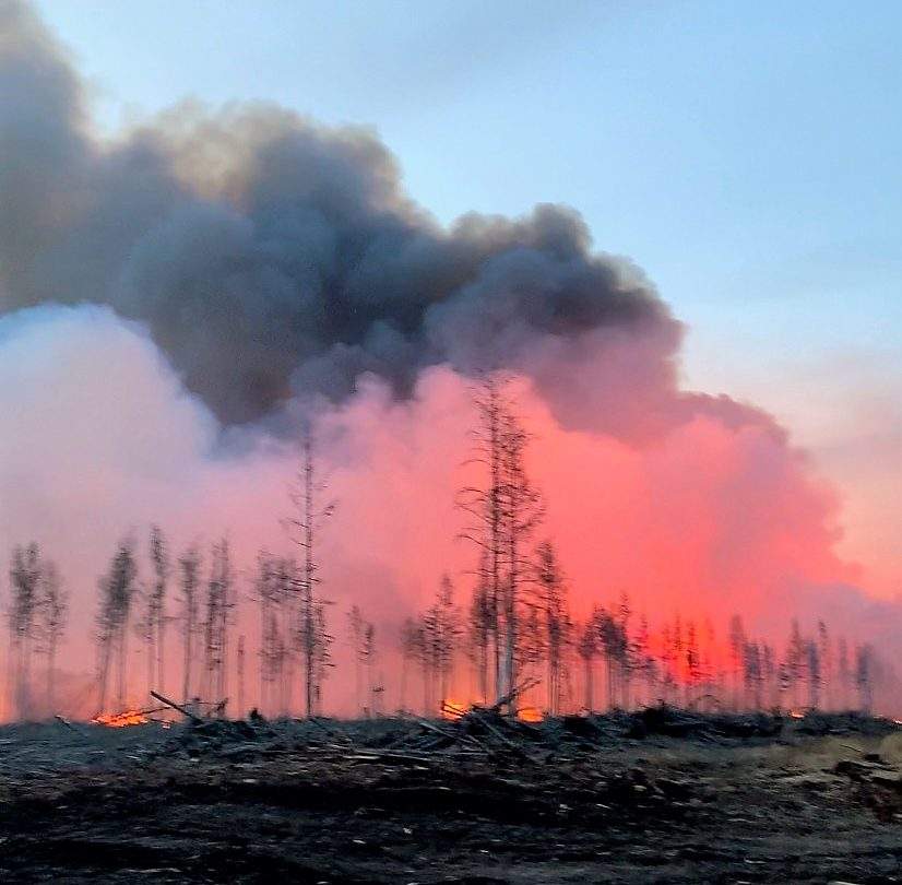 EWF017 is currently burning on the west side of Highway 22, three kilometres north of Highway 16 (April 29, 2023 at 10 p.m.)