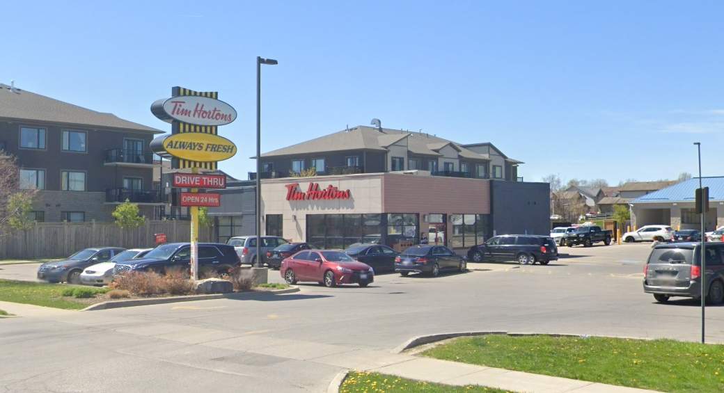 The Tim Hortons location at 1825 Adelaide St. N, at the southwest corner of Adelaide Street and Sunningdale Road, in London, Ont.