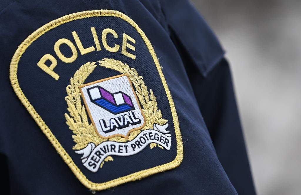 A Laval police badge is shown in Laval, Que, Thursday, Feb. 9, 2023. 