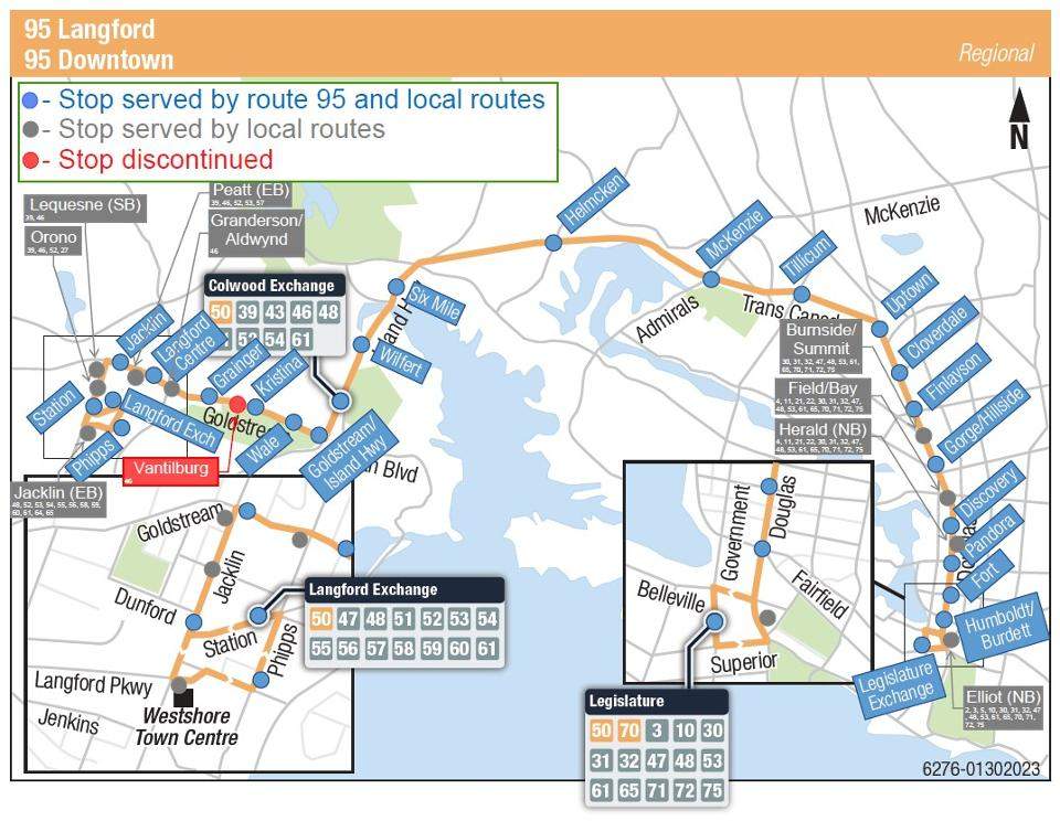Changes to bus service with the implementation of the new 95 Blink RapidBus in the Victoria region.