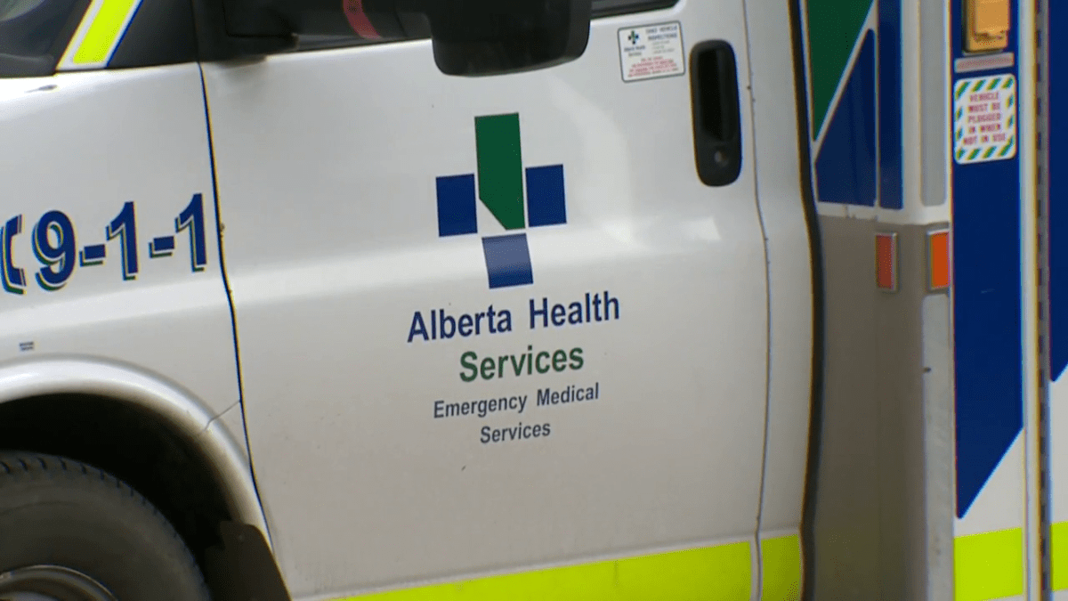 File photo of an Alberta Health Services EMS ambulance, pictured in downtown Calgary on April 3, 2023.