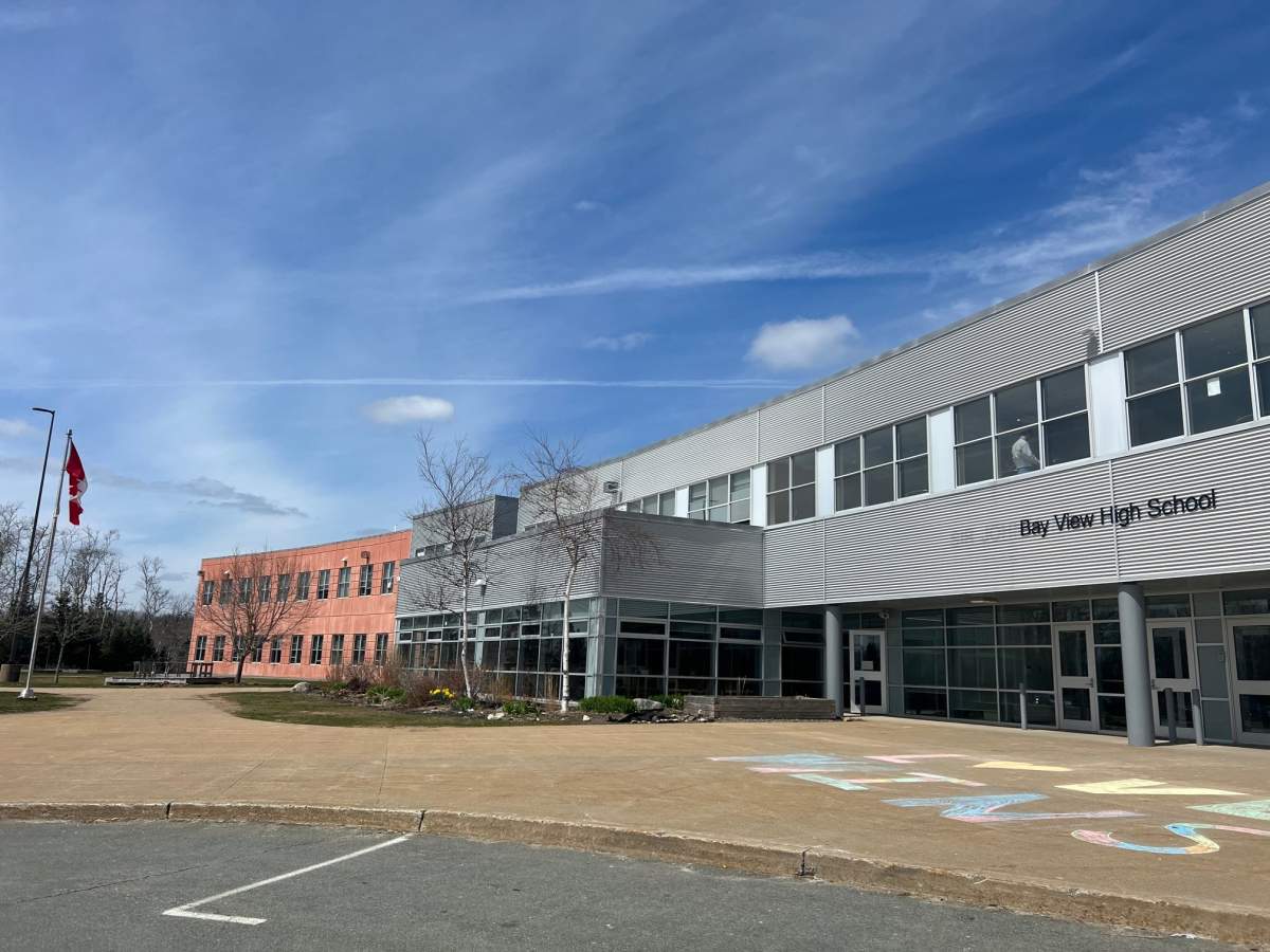 Bay View High School in Upper Tantallon, NS. RCMP are investigating after a pride flag was torn down and burned at the school on Friday.