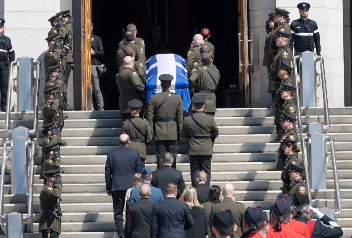‘You’re our hero’: Quebec police officer killed on the job honoured at funeral - image