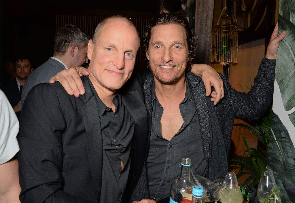 Woody Harrelson and Matthew McConaughey attend the launch party of new bar The Parrot at The Waldorf Hilton hosted by Idris Elba on Nov. 8, 2018 in London, England.