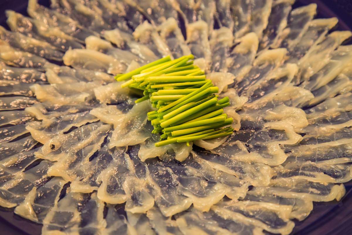 Pufferfish, or 'fugu,' sashimi.