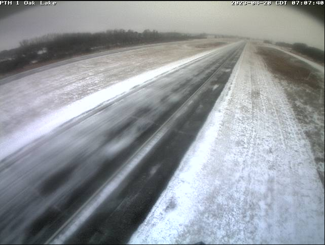 A view from Highway 1 near Oak Lake just after 7 a.m.