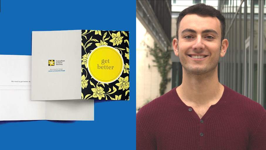 McMaster health care student Max Silverman is joining a number of volunteers affected by cancer to deliver get better cards lawmakers in Ottawa April 18, 2023.