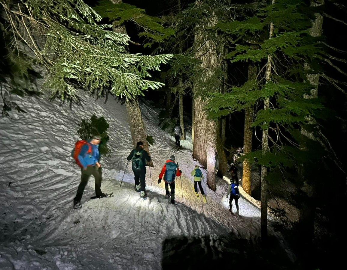 North Shore Rescue volunteers save two backcountry skiiers who were lost on Mount Seymour on Thurs. April 27, 2023.