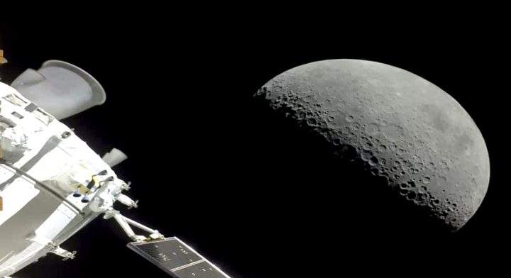 NASA’s Orion spacecraft flew past the moon on Monday, December 5, 2022.