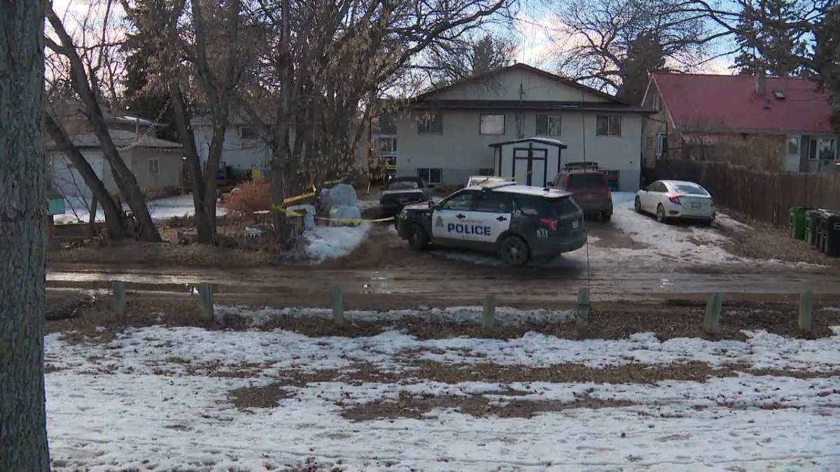 Edmonton police investigating the death of a woman at 10919 122 Street in the Westmount neighbourhood on Monday, April 3, 2023.