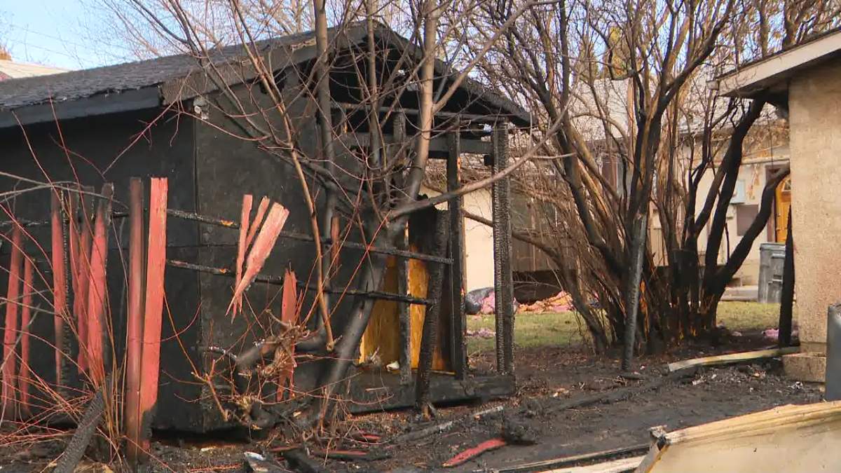Home and garage near 72 Street and 129 Avenue in northeast Edmonton destroyed by fire on Monday, April 24, 2023.