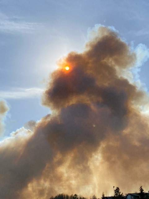 Emergency crews fighting a wildfire near Trestle Creek Golf Resort in Parkland County on Saturday, April 29, 2023.