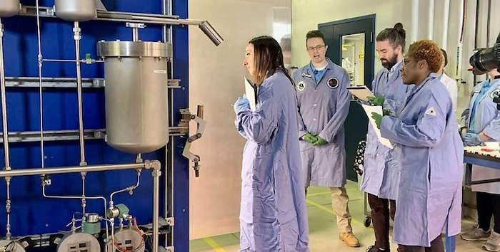 The University of Guelph Canada GOOSE team with a chamber designed to grow food in space.