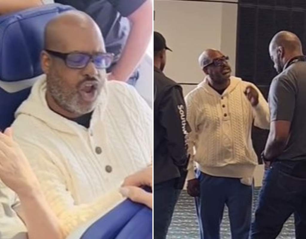 The man launched into a profanity-laced tirade, yelling at flight attendants and demanding that someone quiet the baby.