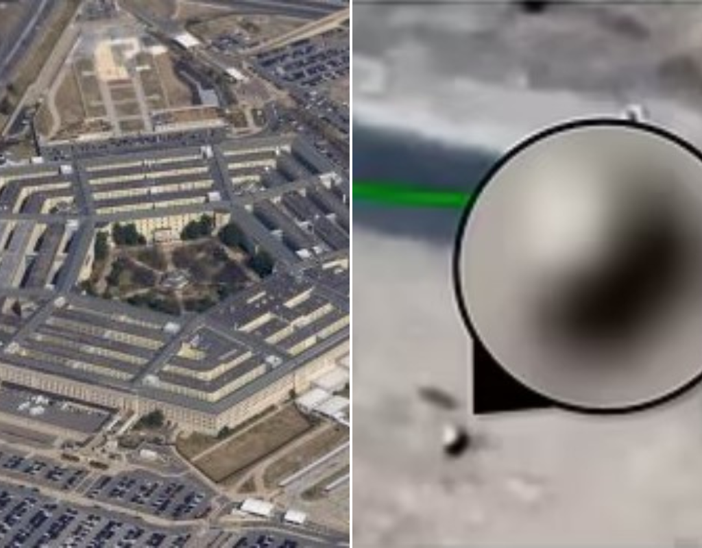 The Pentagon showed video of an "unresolved" case in the Middle East, where a drone picked up a "metallic orb."