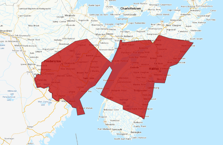 Environment Canada has issued freezing rain warnings for much of Nova Scotia and southwestern New Brunswick.