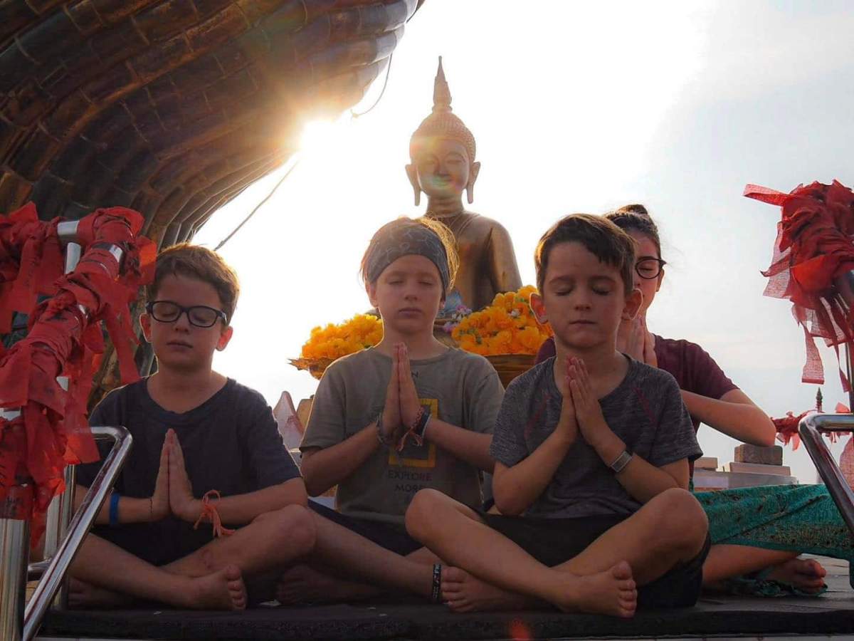 The Lemay-Pelletier children in Thailand as part of their year-long family trip.