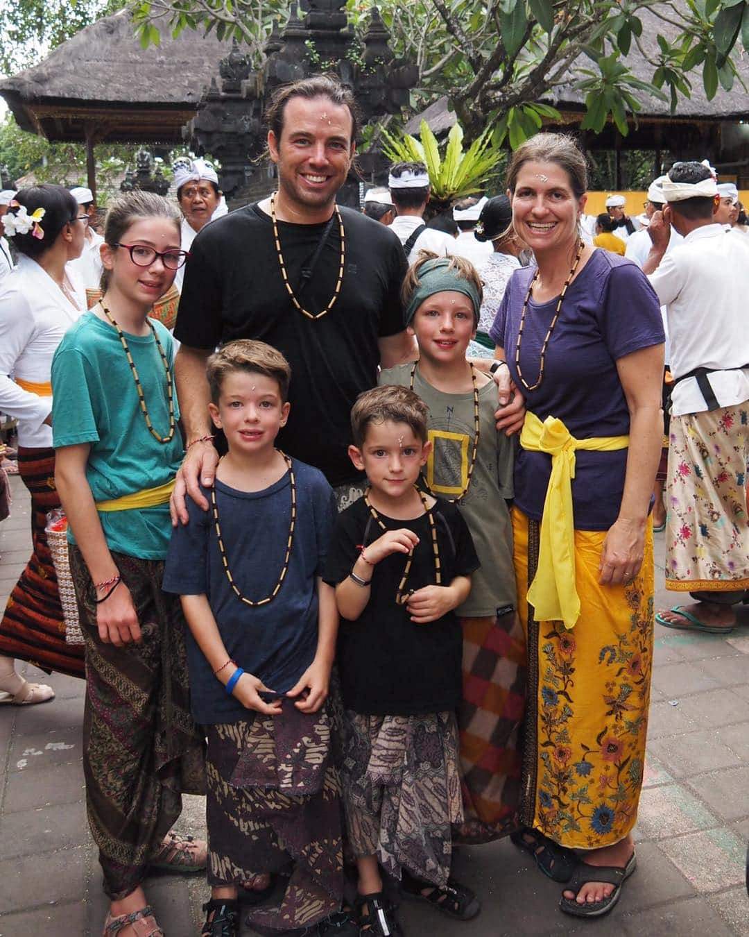 The Lemay-Pelletier family in Bali during their trip.